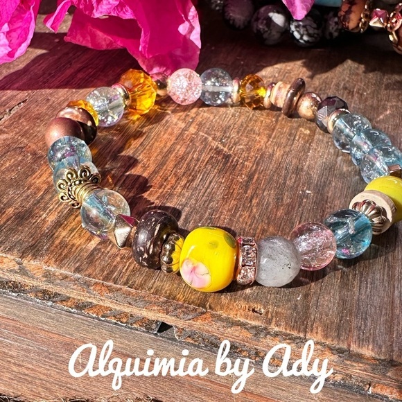 10mm Mystic Aura Quartz silver chunky bracelet - Picture 1 of 3